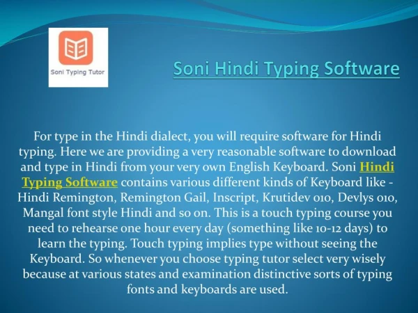 Soni Hindi Typing Master
