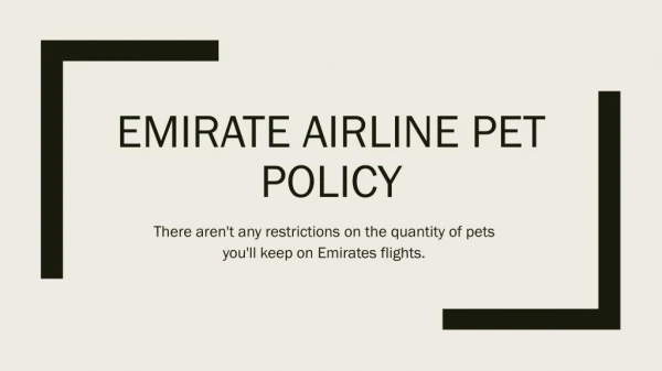 Emirate Airline Pet Policy