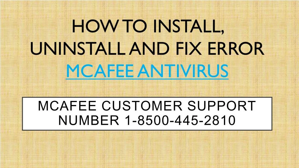 mcafee customer support number 1 8500 445 2810