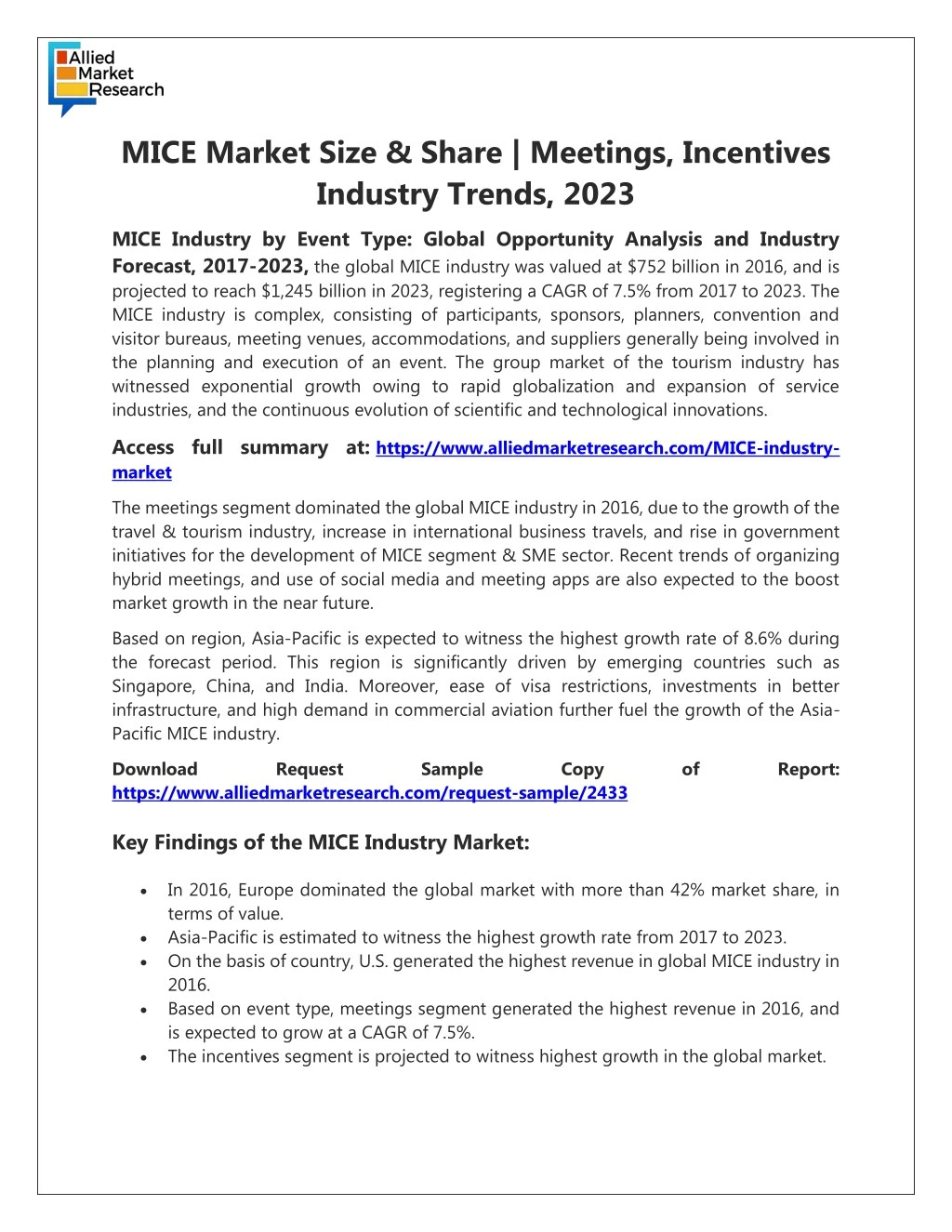 mice market size share meetings incentives