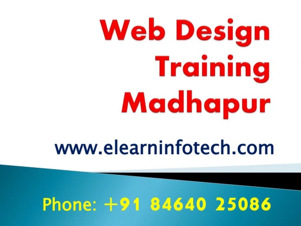 Realtime Web Designing Course in Madhapur, Hitech City