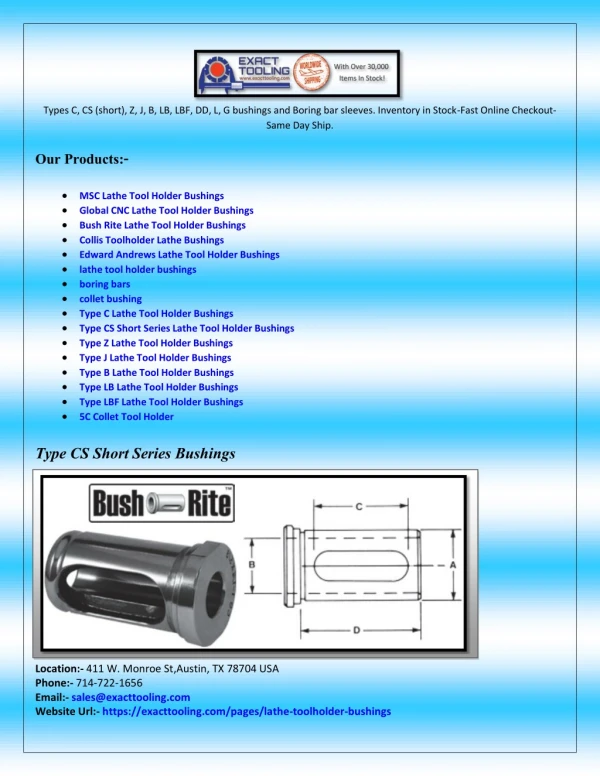 Type L Lathe Tool Holder Bushings