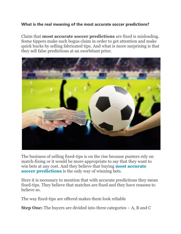 What is the real meaning of the most accurate soccer predictions
