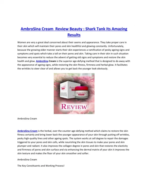 AmbroSina Cream Review Beauty : Shark Tank Its Amazing Results