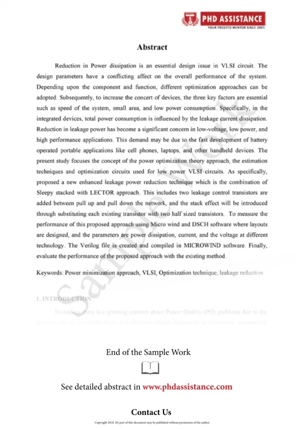 PhD Abstract writing sample - PhD Assistance