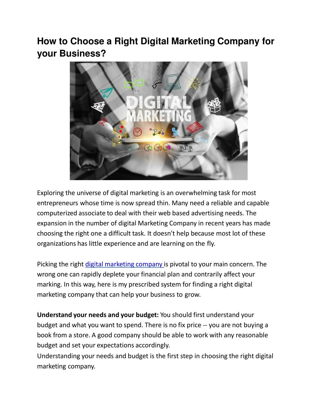 how to choose a right digital marketing company