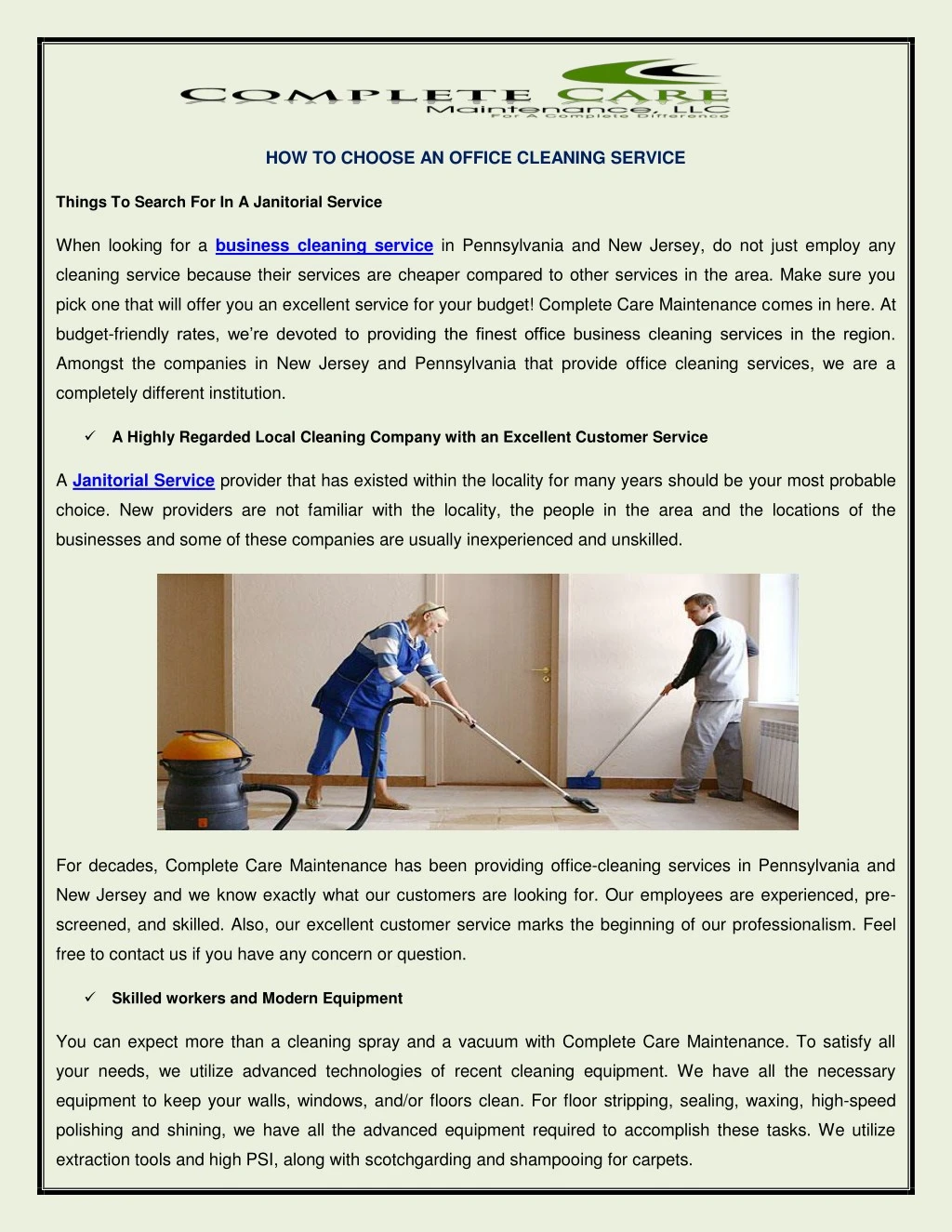 how to choose an office cleaning service