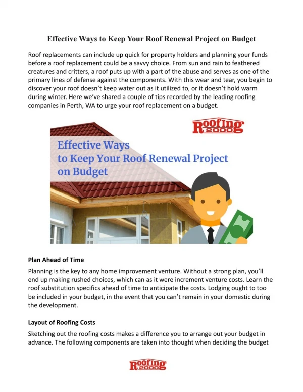 Extraordinary Ways To Keep Your Roofing Replacement On A Budget- Roofing2000