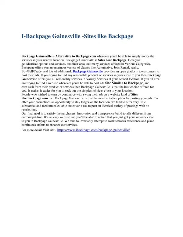 I-Backpage Gainesville -Sites like Backpage
