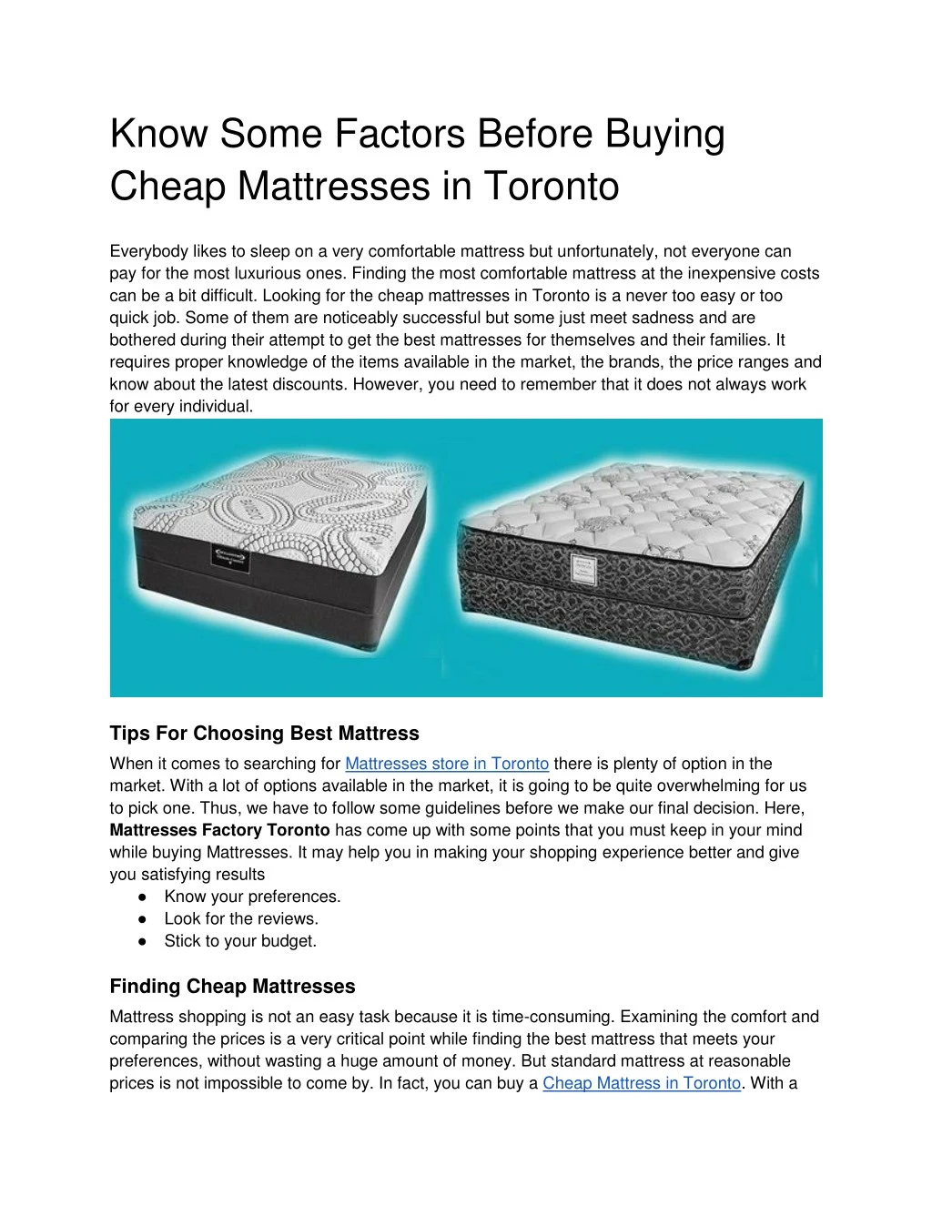know some factors before buying cheap mattresses