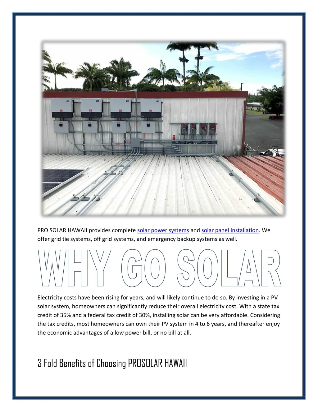 pro solar hawaii provides complete solar power
