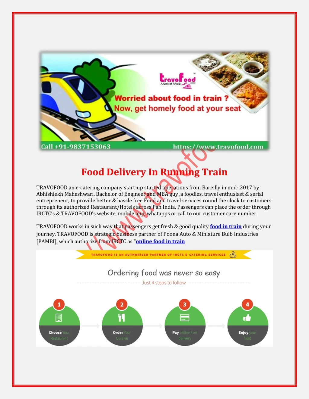 food delivery in running train