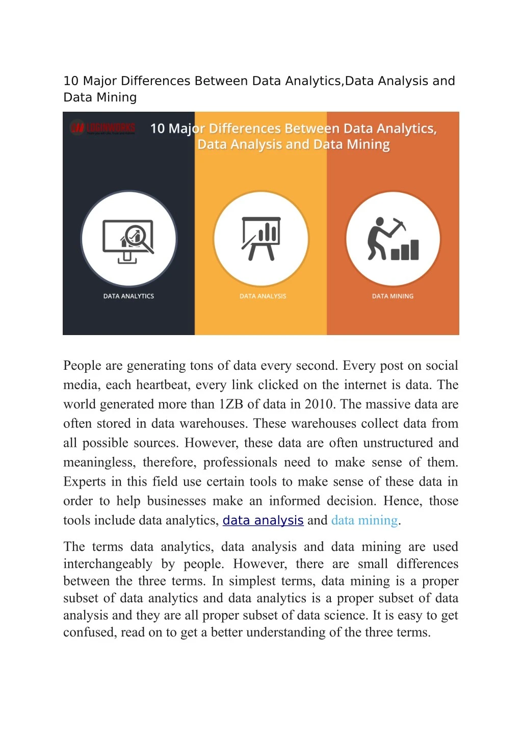 10 major differences between data analytics data