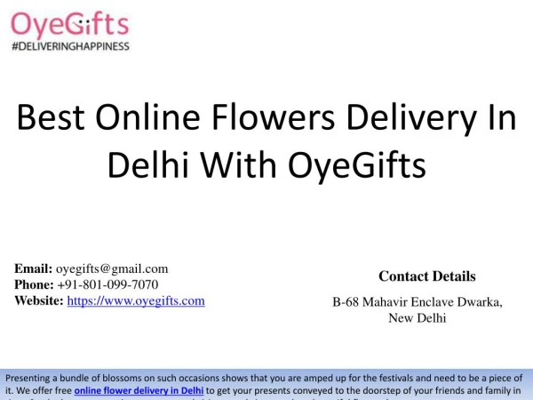 Best Online Flowers Delivery In Delhi With OyeGifts