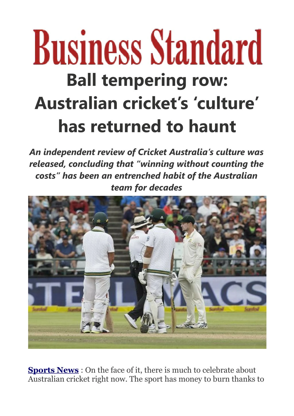 ball tempering row australian cricket s culture