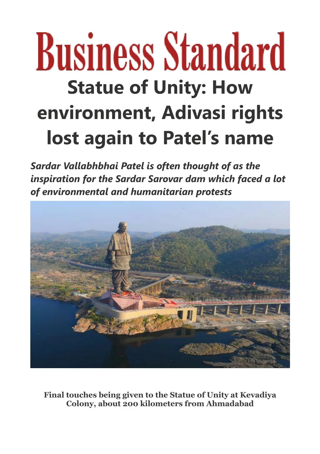 statue of unity how environment adivasi rights