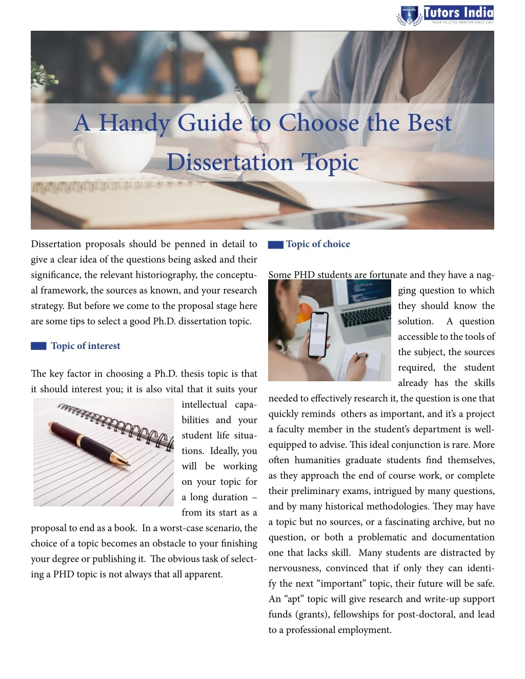 a handy guide to choose the best dissertation