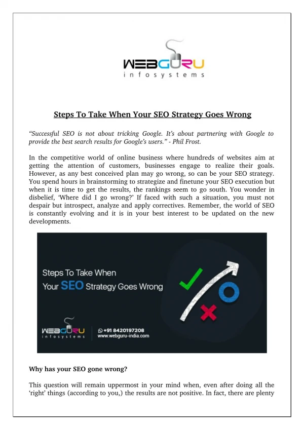 Steps To Take When Your SEO Strategy Goes Wrong