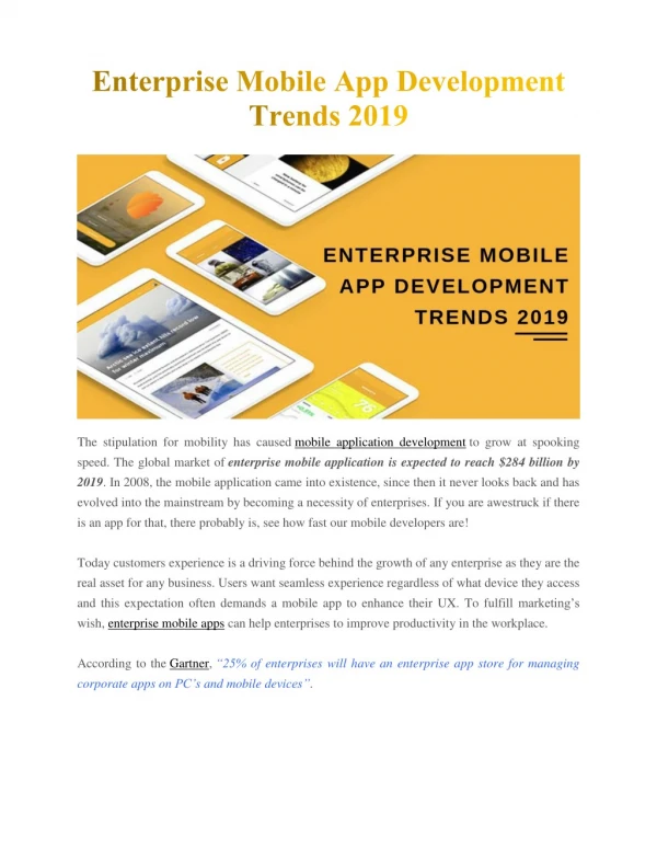 Enterprise Mobile App Development Trends 2019