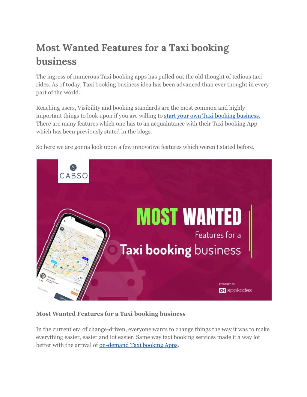 most wanted features for a taxi booking business