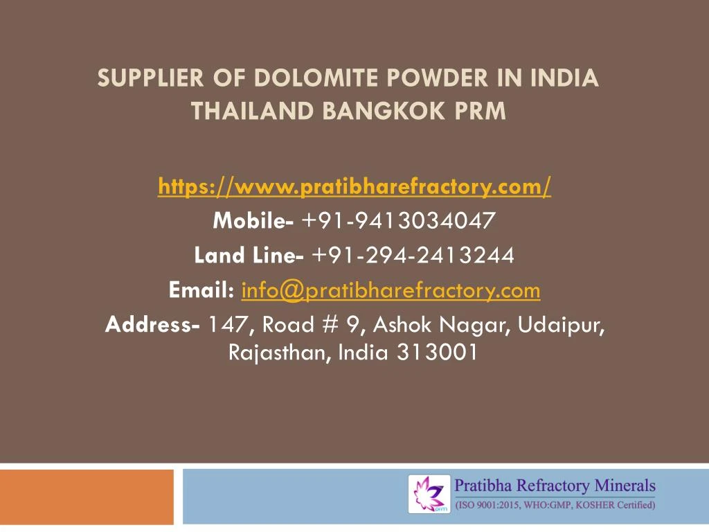 supplier of dolomite powder in india thailand bangkok prm