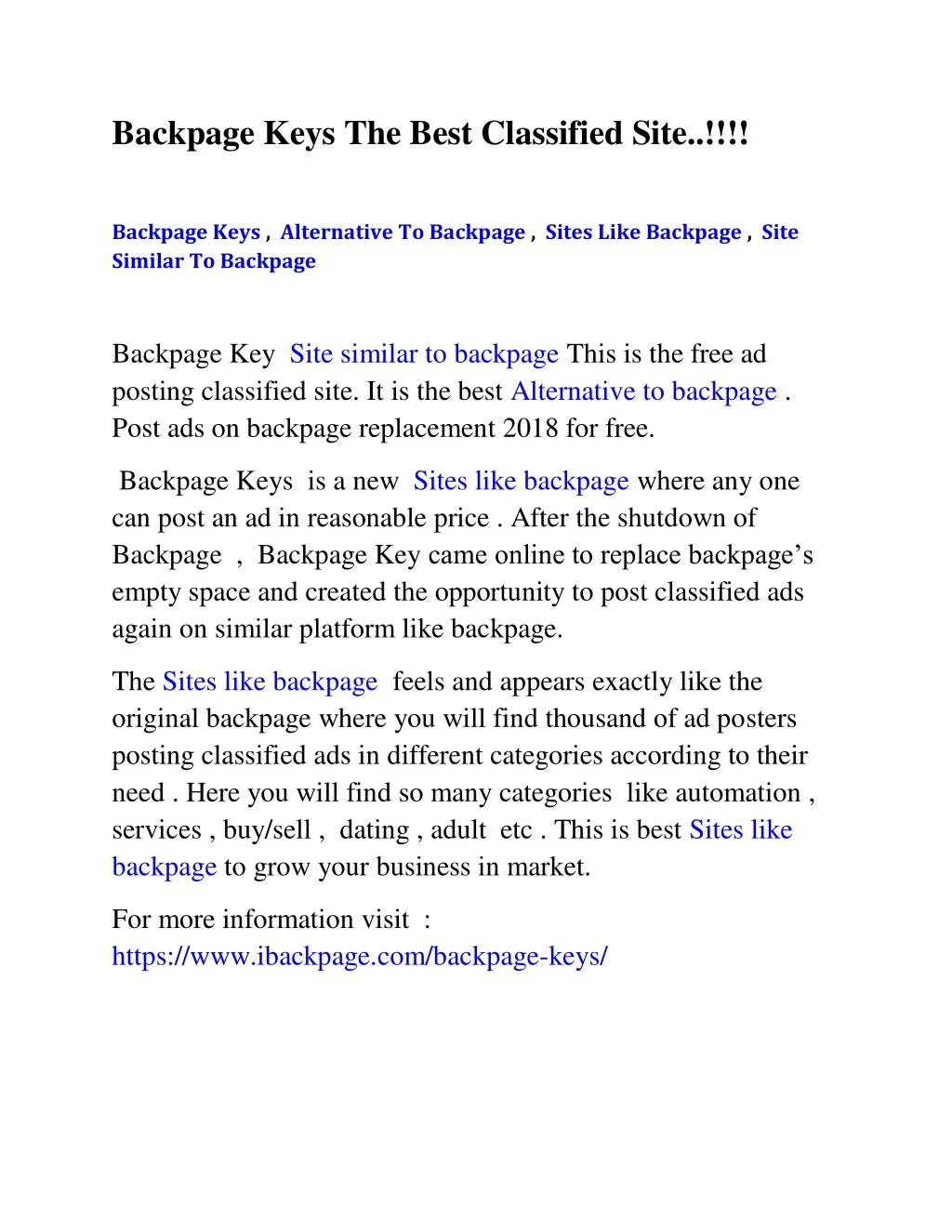 backpage keys the best classified site