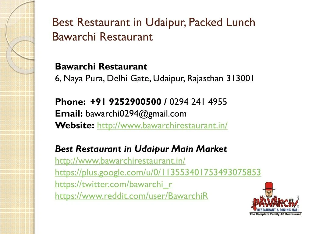 best restaurant in udaipur packed lunch bawarchi restaurant