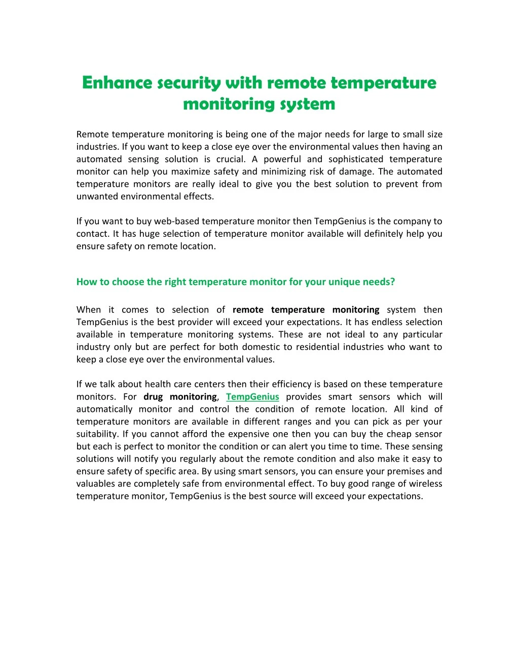 enhance security with remote temperature