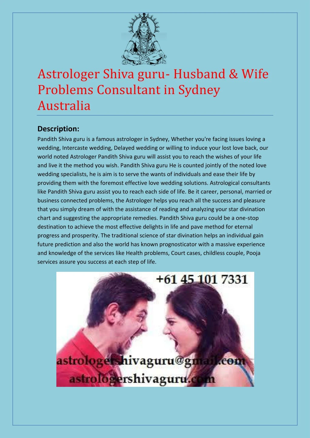 astrologer shiva guru husband wife problems