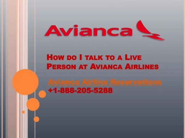 Avianca Airlines Reservations deal- 1-888-205-5288