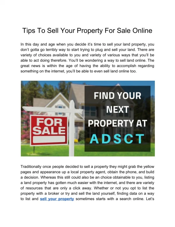 How to Sell Land Online