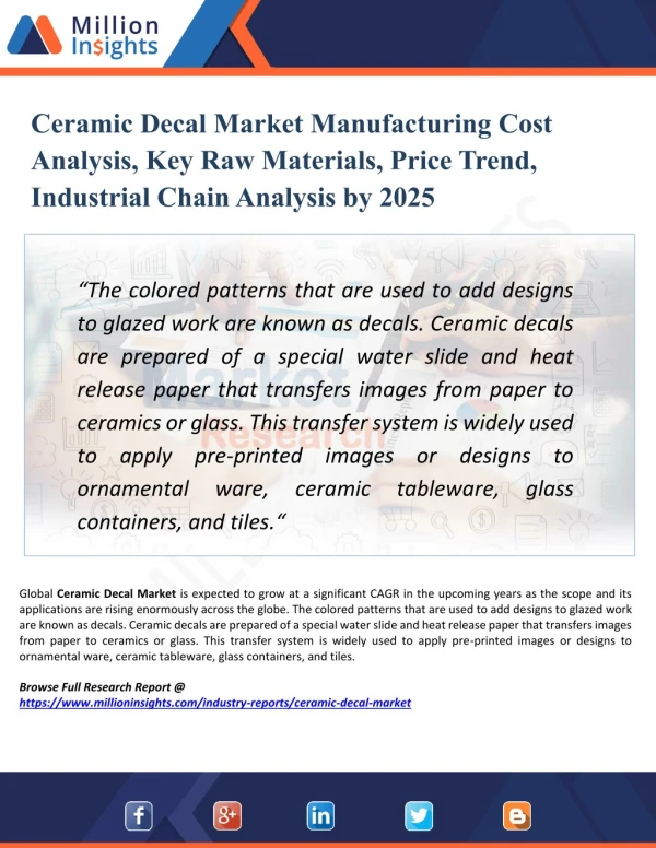 Ceramic Decal Market 2025: Analysis By Material, Application & Geography - by Million Insights