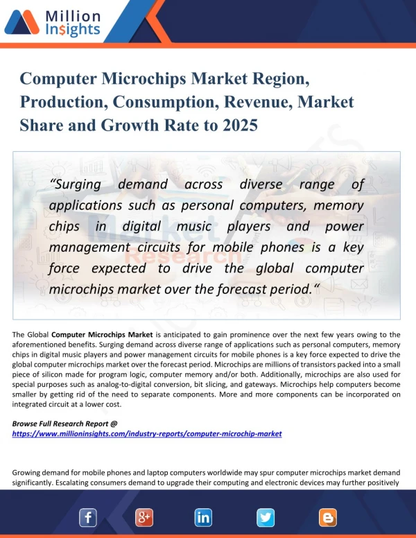 Computer Microchips Market Share by Manufacturers, Trends and Distributor Analysis to 2025 Forecast