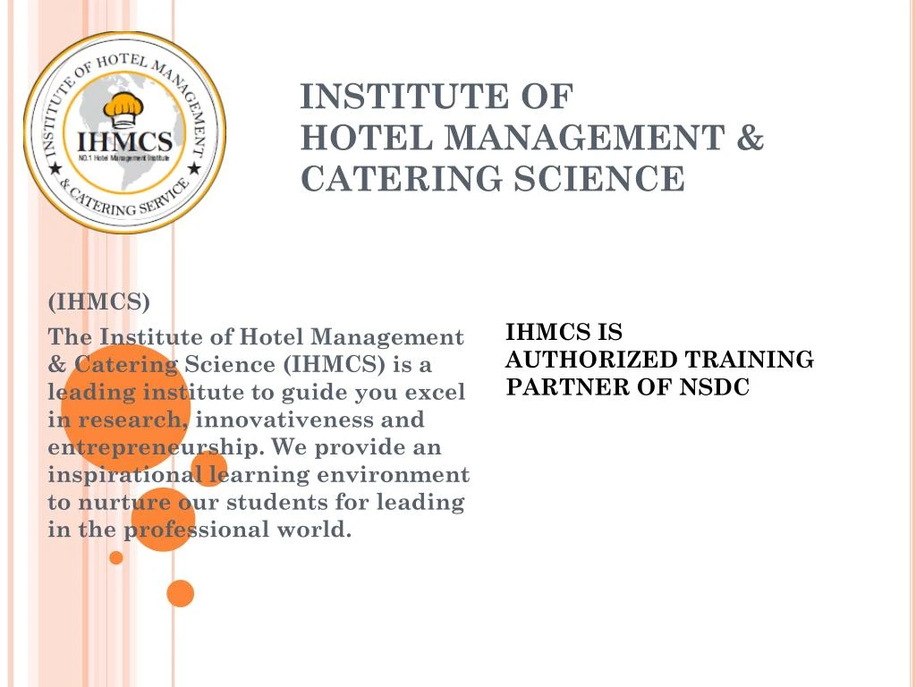 PPT - INSTITUTE OF HOTEL MANAGEMENT & CATERING SCIENCE PowerPoint ...