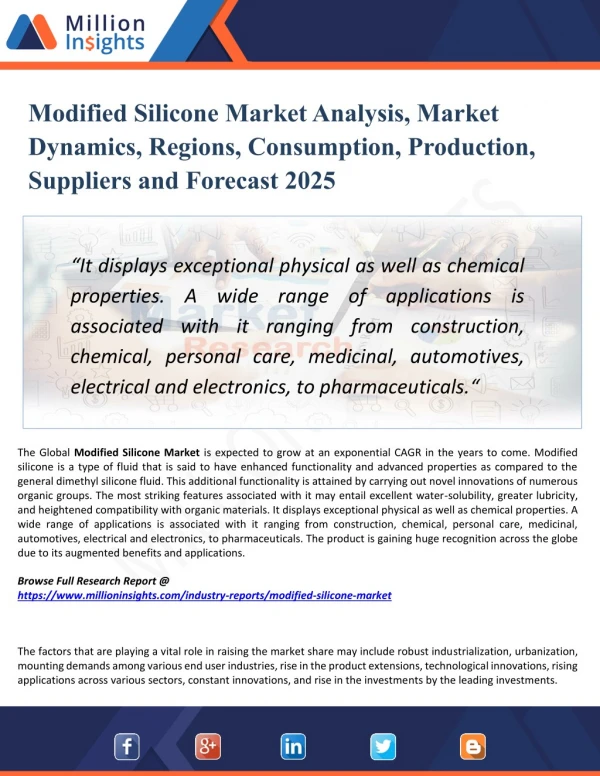 Modified Silicone Market Statistic, Ongoing Trends, Applications, Business Strategy and Forecast to 2025