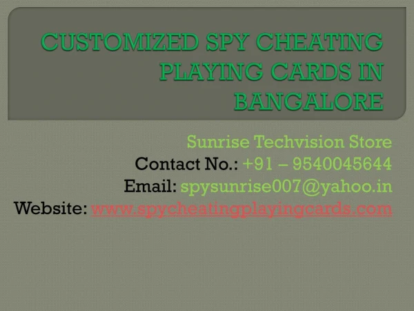 Buy Discounted Spy Cheating Playing Cards in Bangalore