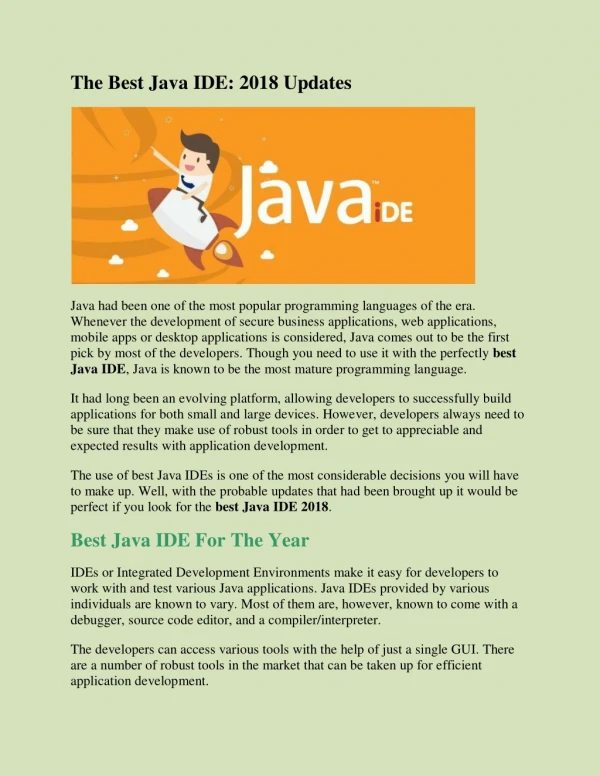 The Best Java IDE: 2018 Updates