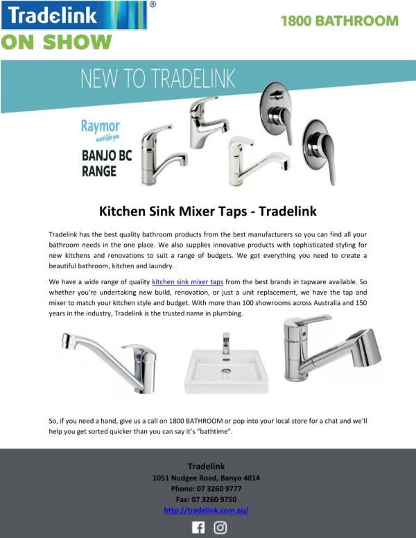 Kitchen Sink Mixer Taps – Tradelink