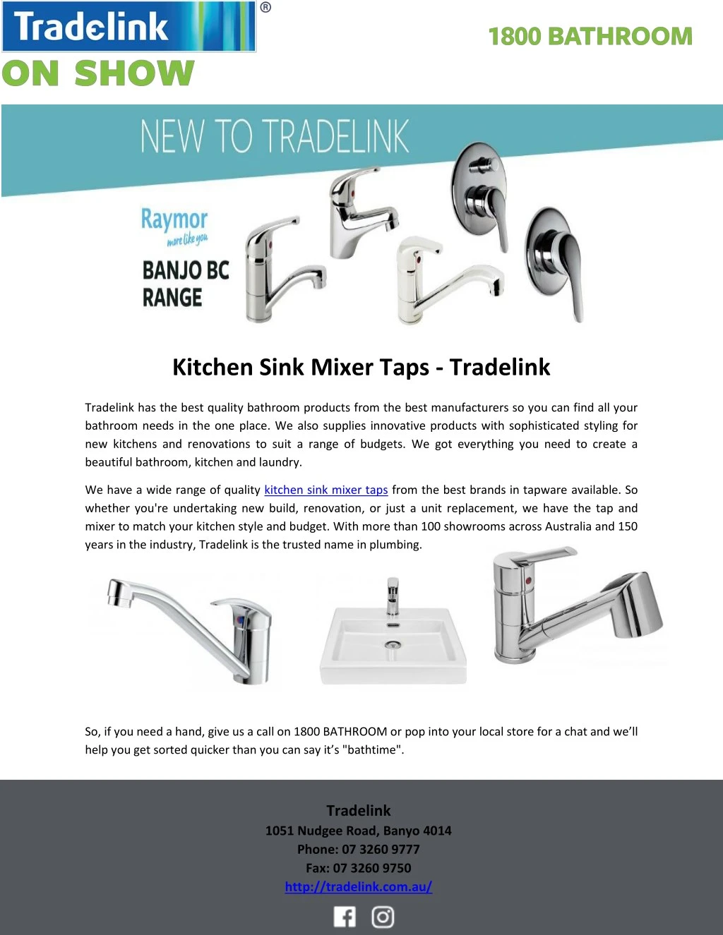 kitchen sink mixer taps tradelink