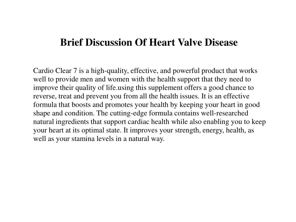 brief discussion of heart valve disease