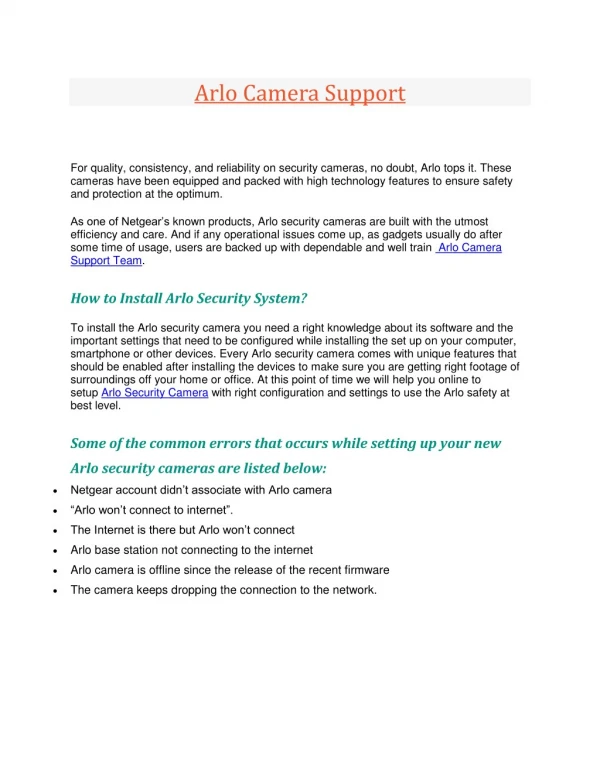 Arlo camera support 1-888-508-3786
