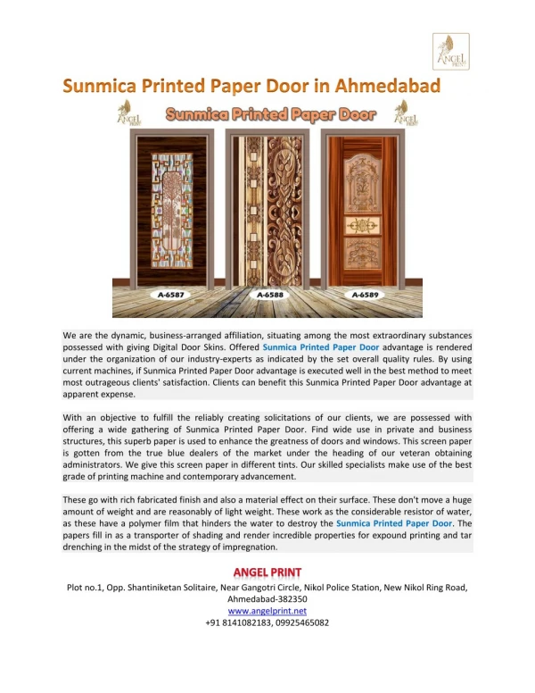 Sunmica Printed Paper Door in Ahmedabad