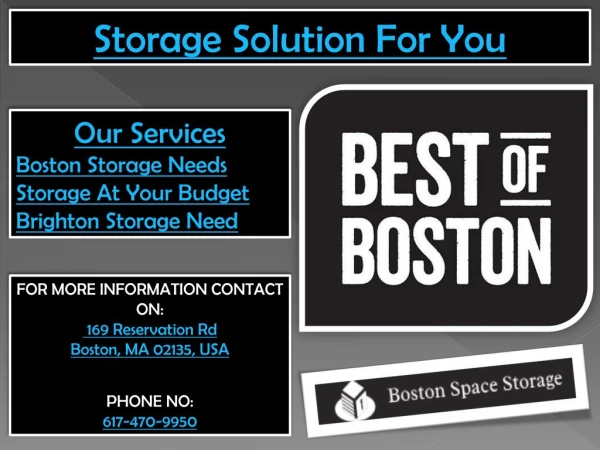 Grab the Great Storage Services In Boston