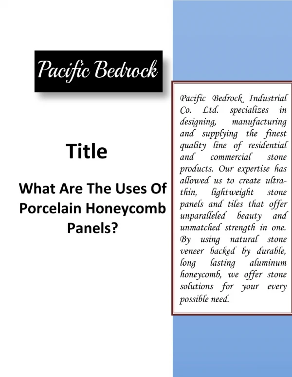What Are The Uses Of Porcelain Honeycomb Panels?