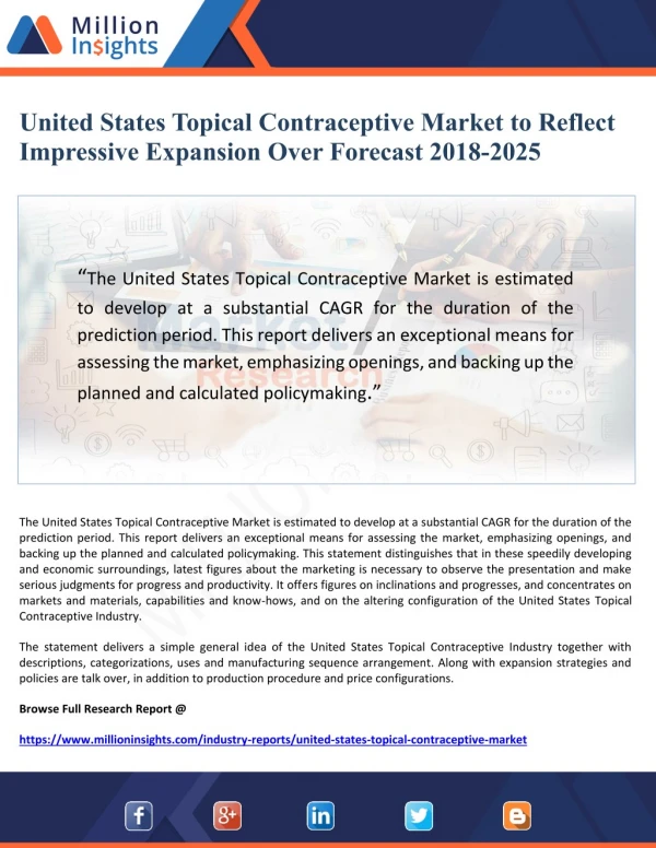 United States Topical Contraceptive Market to Reflect Impressive Expansion Over Forecast 2018-2025