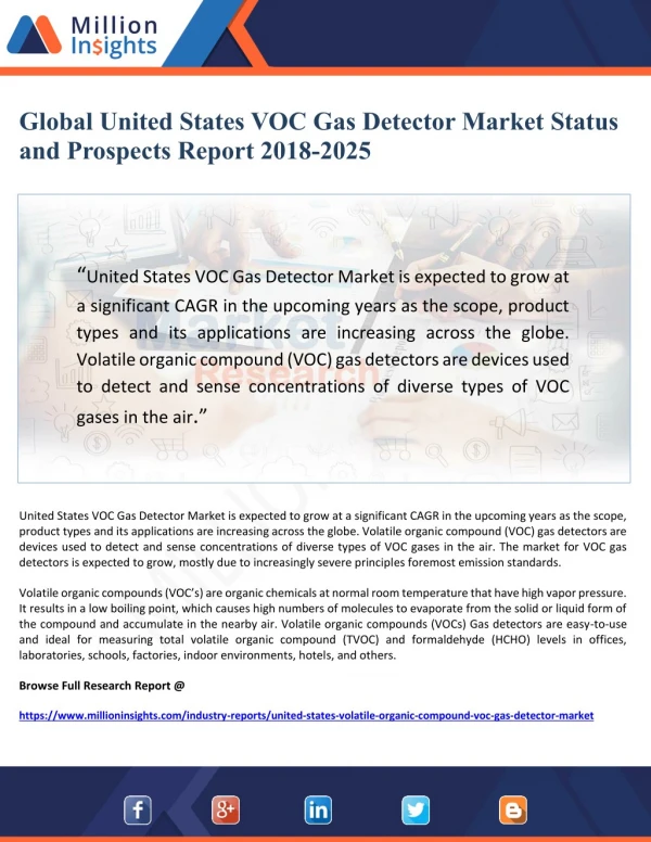 Global United States VOC Gas Detector Market Status and Prospects Report 2018-2025