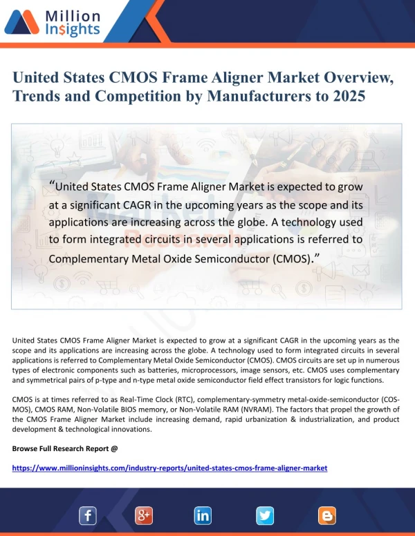 United States CMOS Frame Aligner Market Overview, Trends and Competition by Manufacturers to 2025