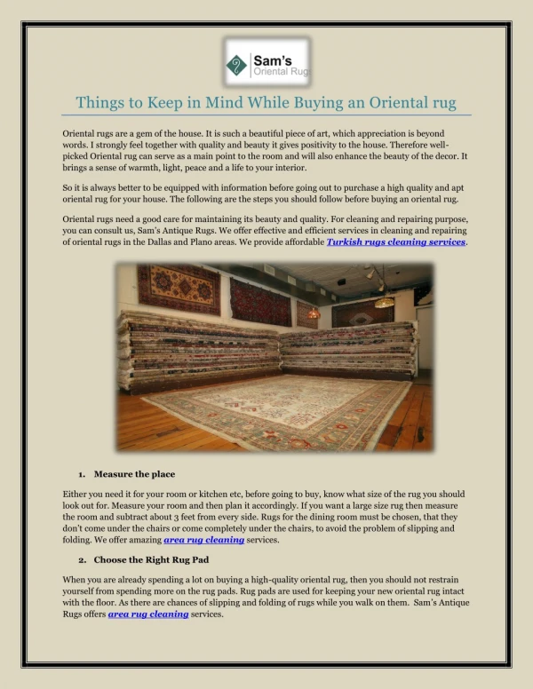 Things to Keep in Mind While Buying an Oriental rug