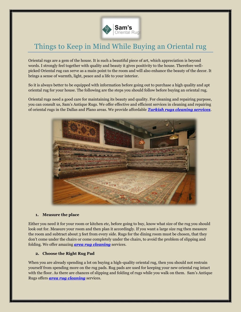 things to keep in mind while buying an oriental