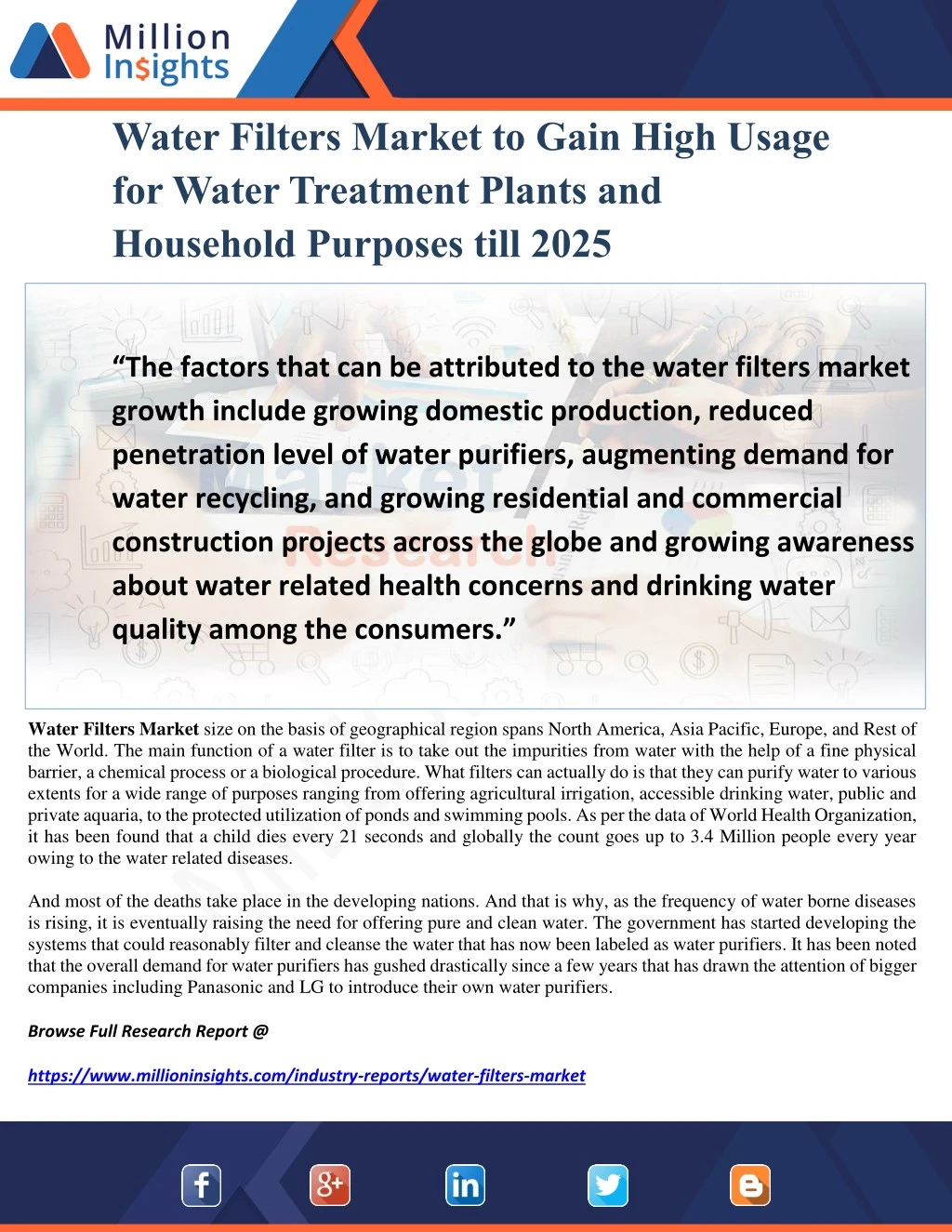 water filters market to gain high usage for water